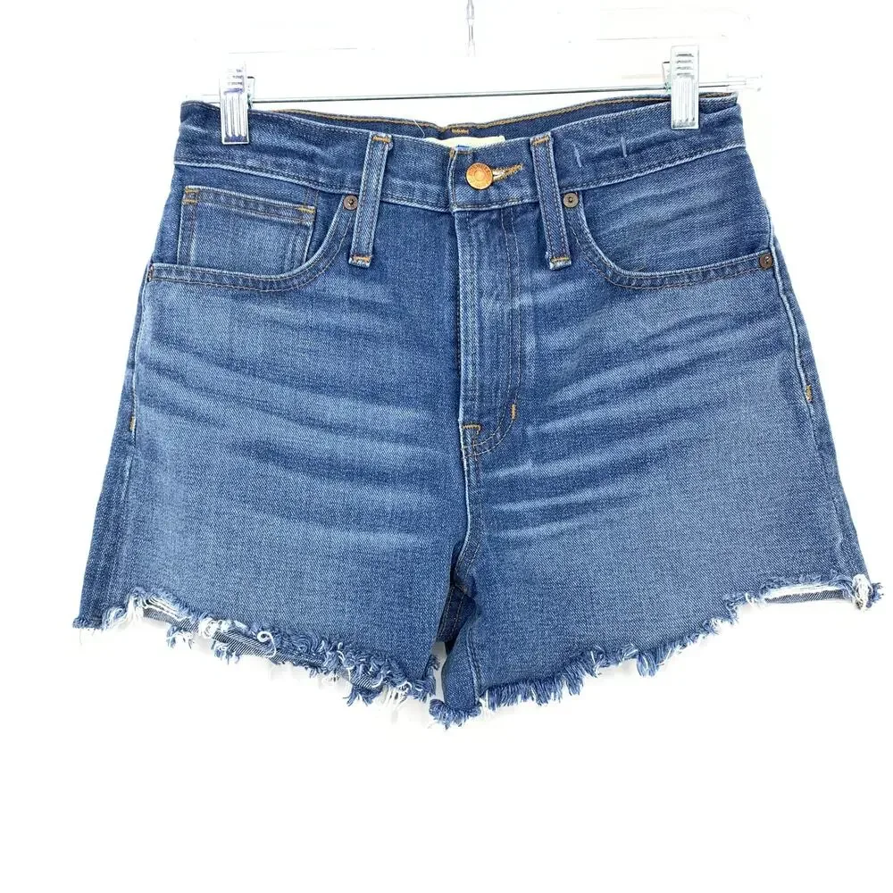 Madewell The Perfect Jean Short Cut Off Denim Shorts Womens Size 25 Medium Wash